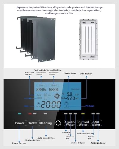 Hydrogen Water Machine for Home, Alkaline Water Ionizer Generator, 500-1680 ppb Hydrogen Water, Countertop or Wall-Mounted Purifier System with 2.8-11 Adjustable pH Levels White - Image 5
