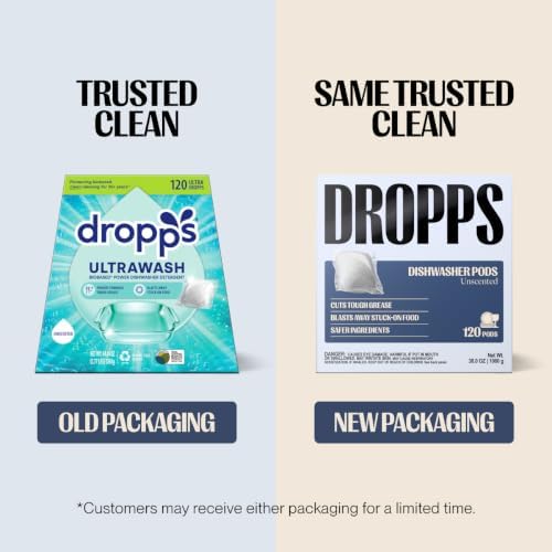 Dropps UltraWash Dishwasher Detergent Pods, Unscented (120 Ct) - Free & Clear | Cuts Grease & Stuck-On Food | Sparkling Dishes & Glasses | Residue-Free | Clean Ingredients | Plastic Free Packaging - Image 5