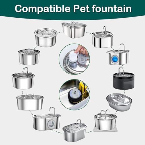 Cat Water Fountain Filter 24Pcs Fit 101oz/3L Stainless Steel Pet Fountain - Image 2