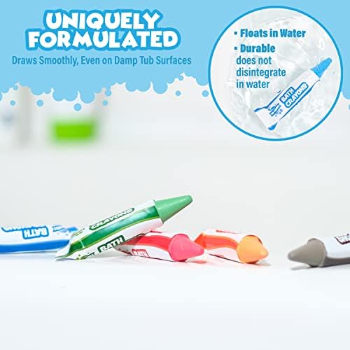 Tub Works® Smooth™ Bath Crayons Bath Toy, 12 Pack | Nontoxic, Washable Bath Crayons for Toddlers & Kids | Unique Formula Draws Smoothly & Vividly on Wet & Dry Tub Walls | Hexagon Grip Bathtub Crayons - Image 5