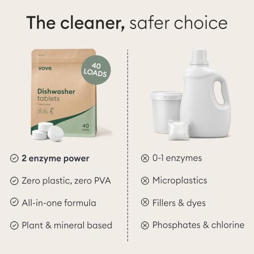 Vove Dishwasher Detergent Tablets, 40 Count, Plant-Based Fragrance-Free - Image 6
