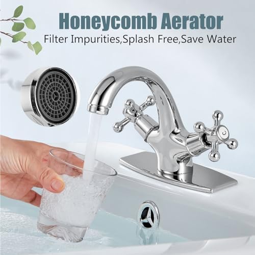 Aolemi Bathroom Sink Faucet 1 Hole or 3 Hole with Drain Polish Chrome - Image 2