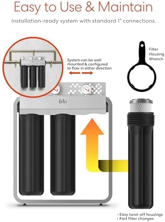 Brio 3-Stage Whole House Filtration System, Anti-Scale, 900 GPH, 4.5" x 20" Sediment, PHO, and CTO Carbon Block Filters Included w/Lifespan of 12 Months - Image 7