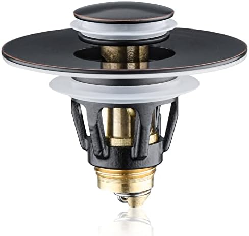 Universal Bathroom Sink Stopper - Bounce Wash Basin Drain Filter, Stainless Steel Pop Up Drain Stopper, 1.25" Bullet Core Sink Stopper, Sink Drain Plug with Anti-Clogging Strainer, Oil Rubbed Bronze by PerPaiMe