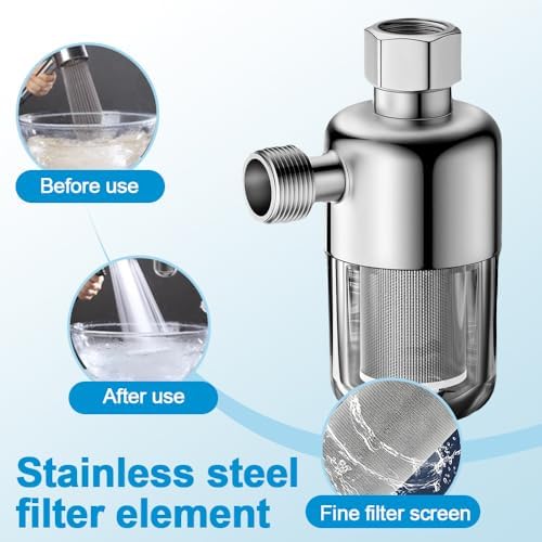Washing Machine Water Filter, 40 Micron Reusable Brass Inline Sediment Filter, Anti-Scale Hose Pre-Filter for Water Heater, RV, and Toilet Bidet (L Port) - Image 2
