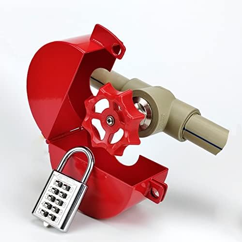 Outdoor Faucet Lock, Faucet Lock Suitable for Water Valves, Gate Valves, Hoses, and Propane Tank Locking Device - Prevents Water Theft, with Password Padlock (Red by TEMEILI