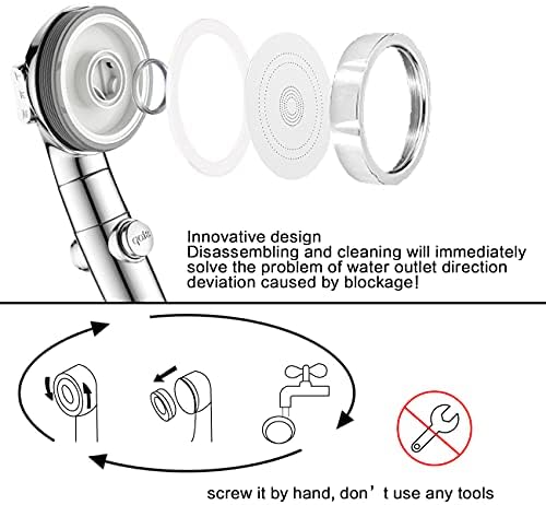Nosame Premium High Pressure Chrome Handheld Shower Head with Hose Holder - Image 6