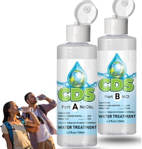 CDS Set, Chlorine Dioxide Water Treatment 4 oz KIT, w | Accu-Drop lids / 4.2 oz of Sodium Solution and 4.2 oz of 4% HCL, Extra Large Bottle KIT (Total 8 oz) by CDS by Unknown