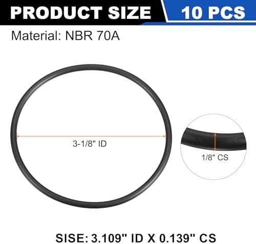 uxcell 10Pcs AS-235 NBR 70A O-Rings 3-1/8"ID x 1/8"CS/3.109"ID x 0.139"CS - Image 2
