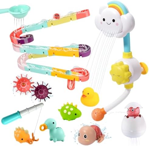 Bath Toys Bathtub Toys for Toddlers and Babies, Bath Tub Toy Set with Shower, Rubber Ducks, Floating Toys by CUTESTONE