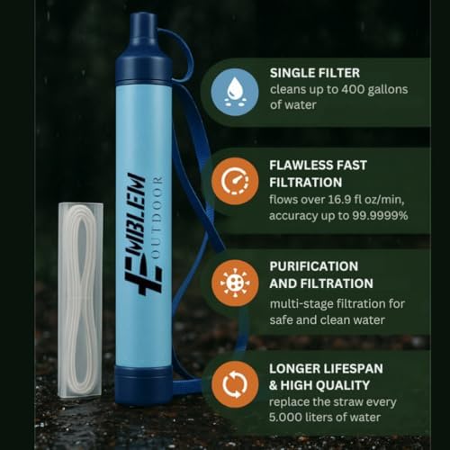 Portable Water Filter Straw, 4 Survival Water Straws to Purify Water When Camping, Hiking, Emergency & Disaster – 0.1 Micron Personal Water Filter | BPA-Free Hollow Fiber Emergency Water Filtration - Image 7