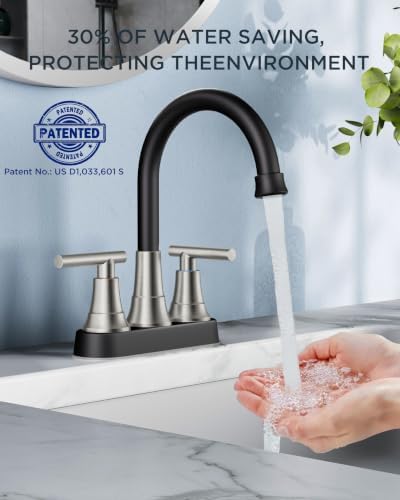 FORIOUS Black and Brushed Nickel Bathroom Faucet 4 Inch Centerset for RV - Image 2