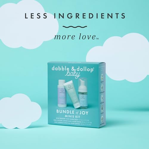 Dabble & Dollop Baby Minis Kit – Fragrance-Free, Tear-Free Shampoo & Body Wash, Bubble Bath and All Over Lotion, Travel Size Baby Toiletries or Gift Set for Newborns & Sensitive Skin - Image 2
