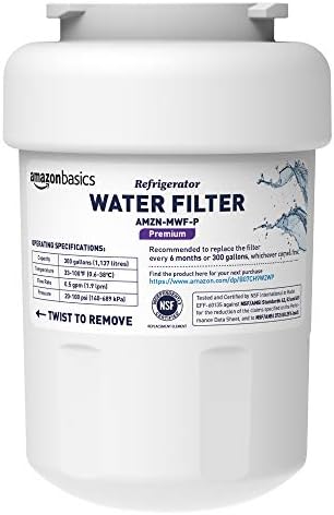 Amazon Basics Replacement Water Filter Cartridge Compatible with GE MWF Refrigerator, Easy to Install, NSF/ANSI 42 Certified, Reduces Lead, 1-Pack by AmazonBasics