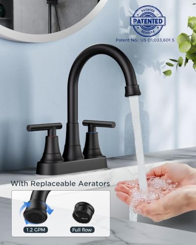 FORIOUS Matte Black Bathroom Sink Faucet 4 Inch Centerset for RV, Wholesale - Image 2