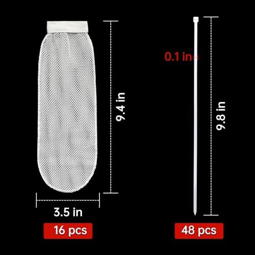 64-Piece Lint Trap and Cable Ties Set for Washing Machine, Includes 16 Nylon Mesh Lint Traps and 48 Cable Ties, Easy and Effective Lint Filtration (White) - Image 2
