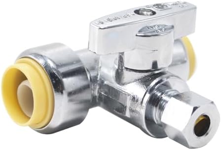 TTFLEX 1/2" Push x 1/2" Push x 3/8" Comp Tee Valve, Shut Off Valve 1/4 Turn by TTFLEX