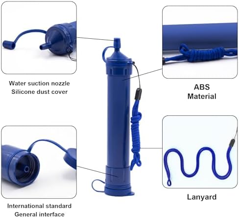Water Straws Filter, Personal Backpacking Water Filter Straw Portable for Camping Hiking Travels (Dark Blue) - Image 4