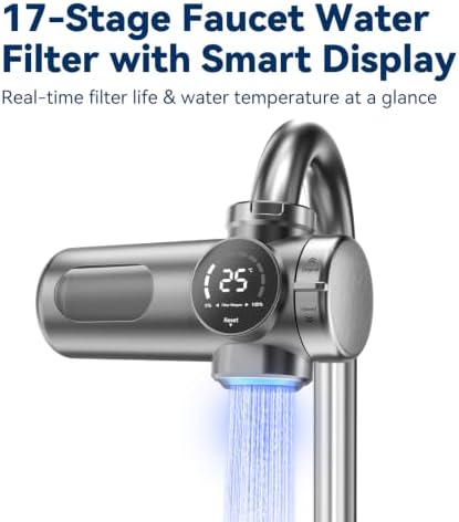 5116 Kitchen Faucet Water Filter, 17-Stage Filtration System with Smart Display, UV-C Treatment, Tool-Free Install, Fits Most Standard Faucets - Image 6