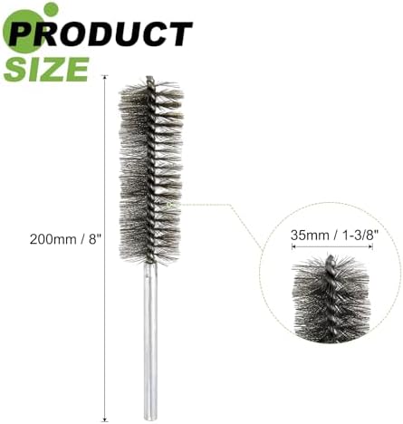 HARFINGTON 4pcs Wire Bore Brush Set 8 Inch Length 1.4 Inch Shank Stainless Steel Bristles Cleaning Brush for Clean Car Part Tube Kitchen Garage - Image 2