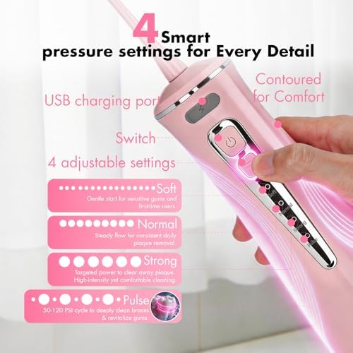 Cordless Water Flosser, C15 Portable Pink Oral Irrigator - Image 6