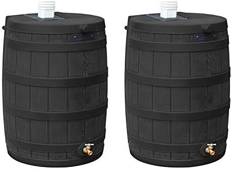 Good Ideas Rain Wizard Water Collection Barrel, 50 Gallon, Black, 2 Pack by GoodIdeas
