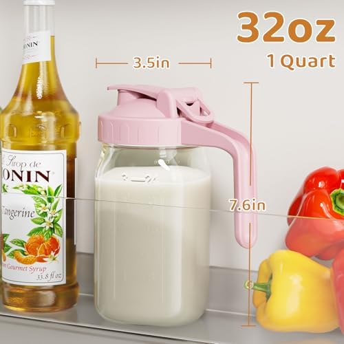 32 oz Breast Milk Pitcher, Glass Mason Jar Pitcher with Lid - Image 2