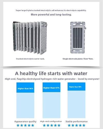 Hydrogen Water Machine for Home, Alkaline Water Ionizer Generator, 500-1680 ppb Hydrogen Water, Countertop or Wall-Mounted Purifier System with 2.8-11 Adjustable pH Levels White - Image 6