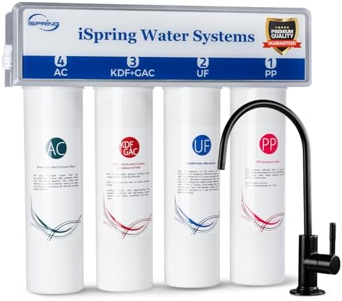 iSpring CUA4-BLK 4-Stage Ultra Filtration Under Sink Water Filter System by iSpring