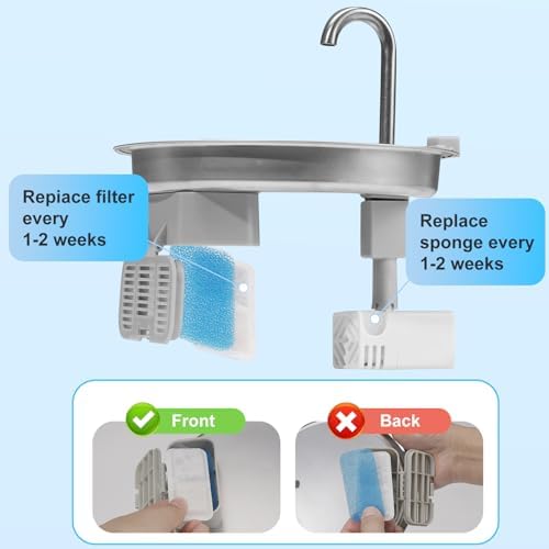 (12 Pack) Cat Water Fountain Filters Replacement Compatible with oneisall Cat Water Fountain, Cat Fountain Filters for 67oz/2L Stainless Steel Cat Fountain - Image 6