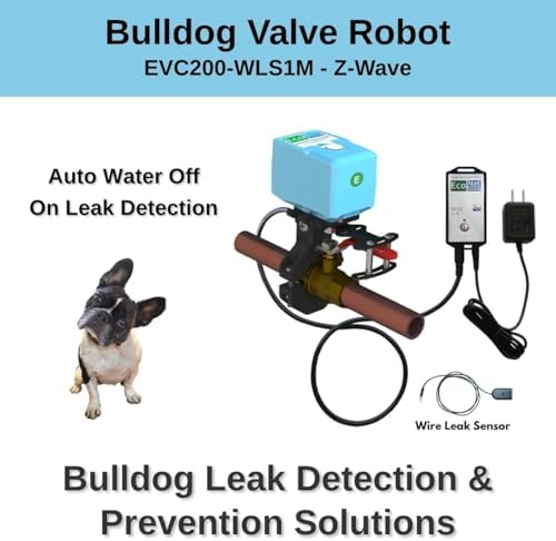 EVC200-WLS1M Bulldog Valve Robot with Wired Leak Sensor, Z-Wave Water Shutoff Valve, Smart Home Hub Required, Easy DIY Install, No Plumbing, Fits up to 1.5" Valves - Image 3