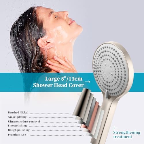 OFFO Handheld Shower Head, 6-Mode Brushed Nickel High Pressure Handheld Sprayer High Flow Large Powerful Boosting Handheld Showerhead for Low Water Pressure - Image 5