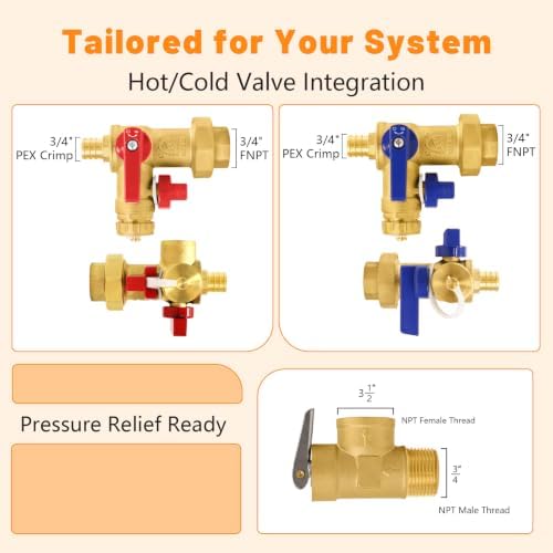 1PC HeSun 3/4" PEX-B Tankless Water Heater Service Valve Kit(Tool053-1) - Image 2