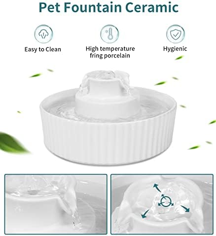 Ceramic Cat Water Fountain, Pet Ceramic Water Fountain Dispenser, 2.1 L Drinking Fountains Bowl for Cats and Dogs with Replacement Filters and Foam(White) - Image 2