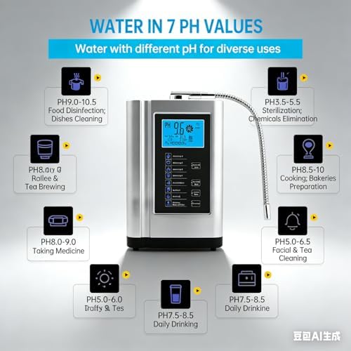 Alkaline Water Ionizer Machine, with 7 Water Settings,Ionized Water Machine, PH 3.5-10.5,Up to -500mV ORP, Auto-Cleaning,Intelligent Voice Silver - Image 4