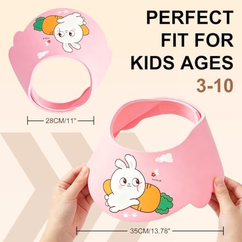 Baby Shower Cap Shield - Adjustable Waterproof Shower Visor for Kids, Soft Baby Hair Washing Shield with Ear Protection, Perfect for Toddlers & Children (Pink) - Image 2