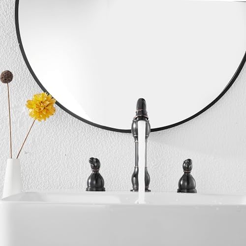 2 Handles 3 Holes Faucet Widespread Bathroom Sink Faucet Basin Tap Mixer Supply Hose Included Matching Pop Up Drain Oil Rubbed Bronze - Image 7