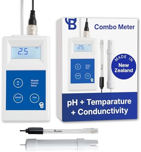 Bluelab Combo Meter for pH, Temperature & Conductivity in Water - Easy Calibration, Digital EC/TDS/PPM Tester for Hydroponics & Indoor Plants (METCOM) by Bluelab