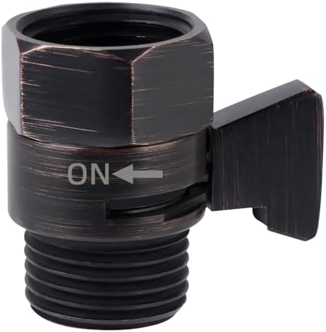 Hibbent All Metal 1 Pack Shower Head Flow Control Valve, G1/2 Brass Shut-off Valve with Handle Lever, Shut OFF Water Flow Control Regulator for Handheld Shower, or Bidet Sprayer, Oil-Rubbed Bronze by Hibbent