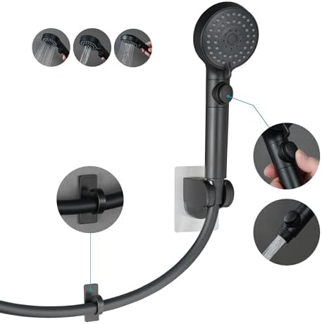 GwernKB Handheld Black Shower Head with Hose and On Off Switch,Water Saving by GwernKB