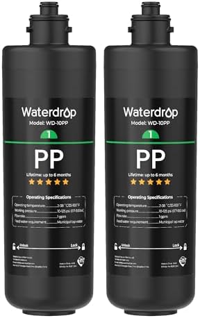 Waterdrop WD-10PP Replacement Water Filter for TSA & TSB & TSA-UF, 2 Pack by Waterdrop