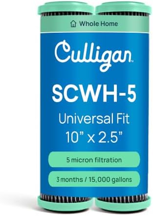 Culligan SCWH-5 Whole House Water Filter Cartridges - Standard-Duty Carbon Replacement Filter Reduces Sediment, Rust, Scale & Dirt for Clean Drinking Water or for Cooking, 15,000 Gallons, Pack of 2 by CulliganWater