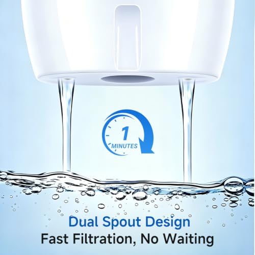 Water Filtration Pitcher with 2 Replacement Filters, BPA-Free Water Filter Pitcher, Improves Tap Water Taste, Reduces Chlorine Taste & Odor, Compact Refrigerator Design - Image 6