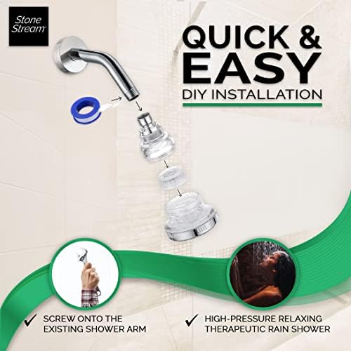 StoneStream Filtered Wall Shower Head for Hard Water, High Pressure - Image 2