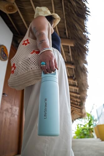 LifeStraw Go Series Insulated Steel Water Filter Bottle, 18 oz, Seafoam - Image 6