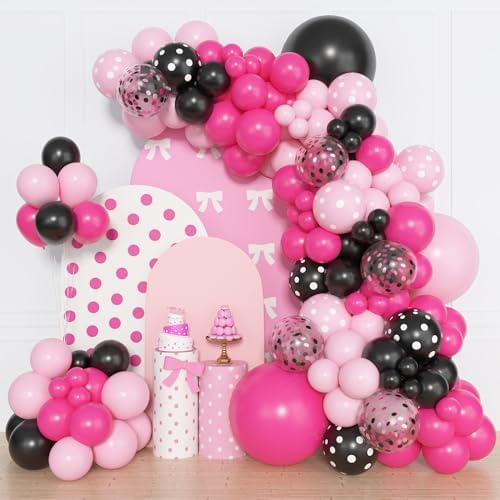 Amandir 153pcs Pink Black Balloon Garland Arch Kit Different Sizes by Amandir