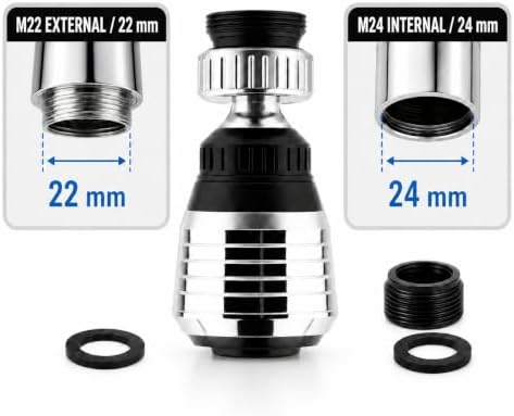360° Swivel Faucet Aerator - Water Saving Dual Spray Tap Nozzle Adapter Diffuser Filter for Kitchen & Utility Sinks - Image 5