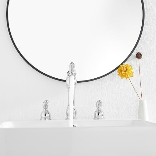 2 Handles 3 Holes Faucet Widespread Bathroom Sink Faucet Basin Tap Mixer Supply Hose Included Matching Pop Up Drain Polished Chrome - Image 6