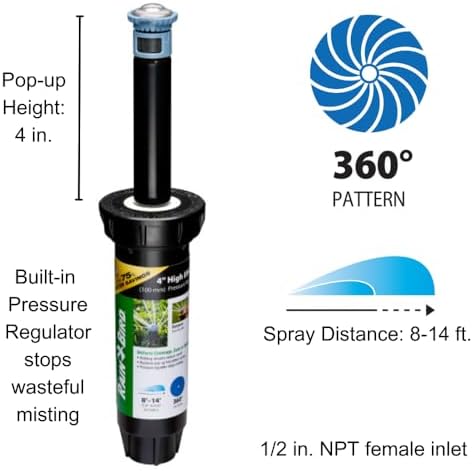 Rain Bird 8SAFPROPR HE Pro Rotary Sprinkler, Full Circle, 8-14 Feet, 4" - Image 2