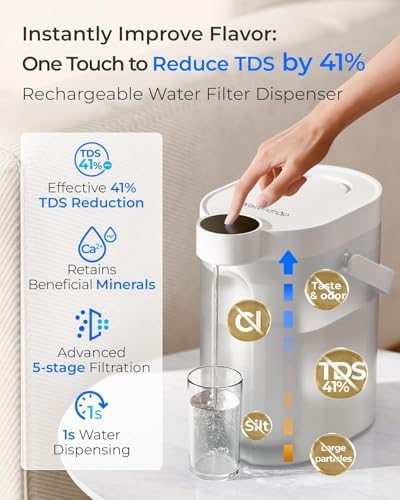 Waterdrop ED25TW Rechargeable Water Filter Dispenser, TDS Reduction, White - Image 2